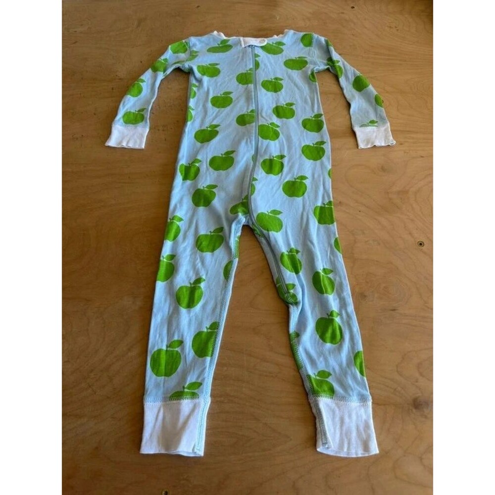 The Beaufort Bonnet Company TBBC 2T Apple Print Pima Cotton Zip Pajamas Blue